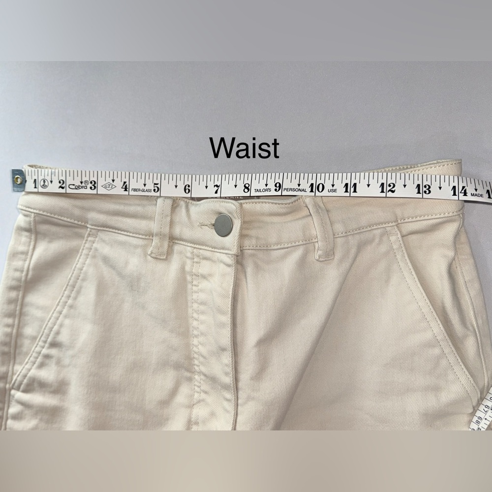 Everlane Cropped Straight Regular High Rise Wide Hem Cream Pockets Pants Size 6 - Picture 8 of 13